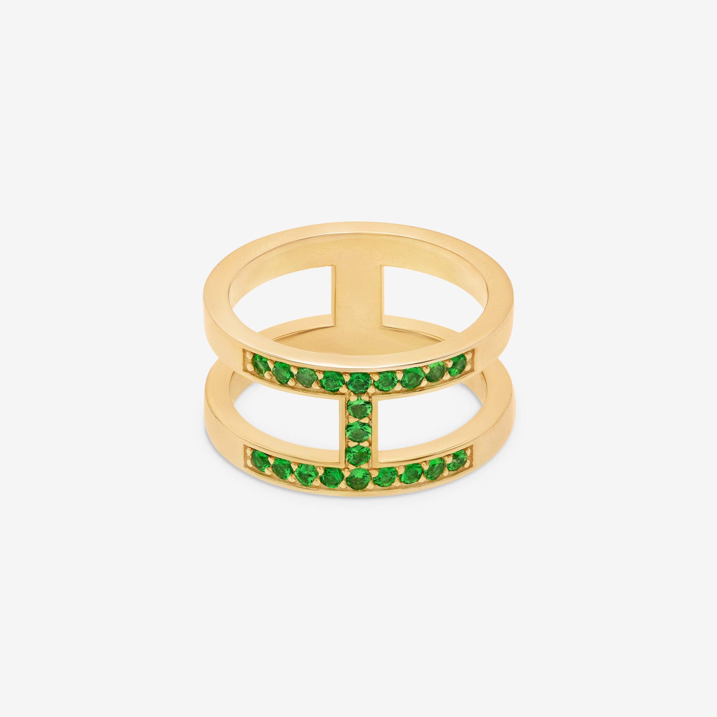 Helena Emerald Double Band Ring