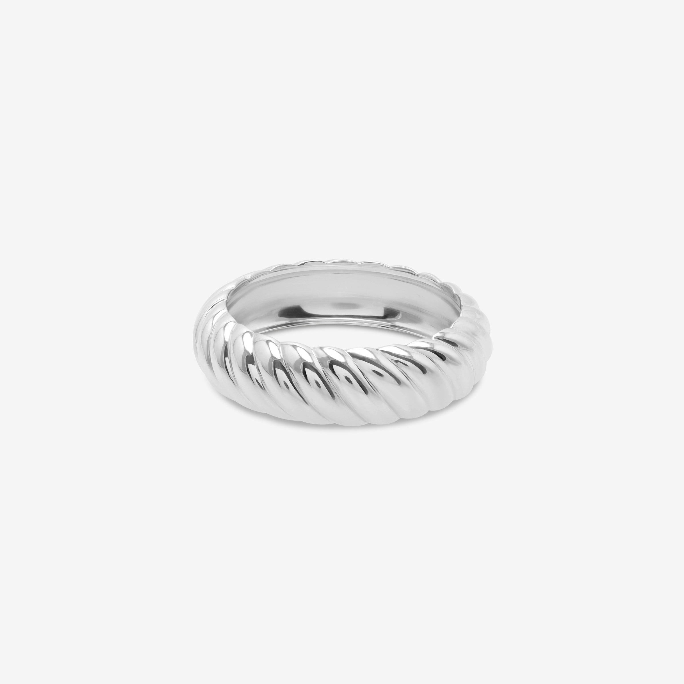 Sterling silver twist ring with rope texture pattern in 925 silver