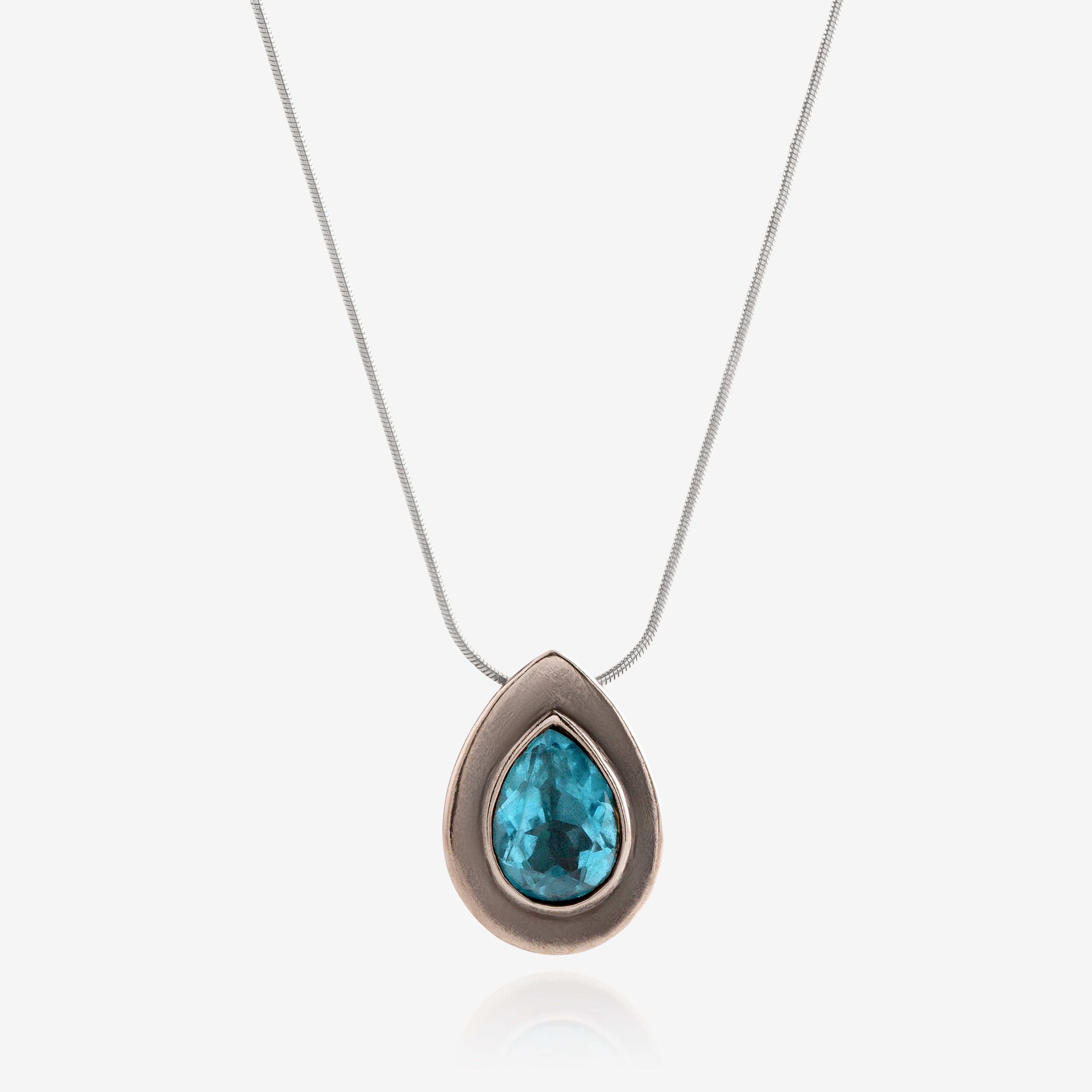 Azure Sky Blue Topaz Pear Pendant