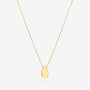 Polished 14K gold teardrop pendant necklace without engraving, showing smooth back surface.