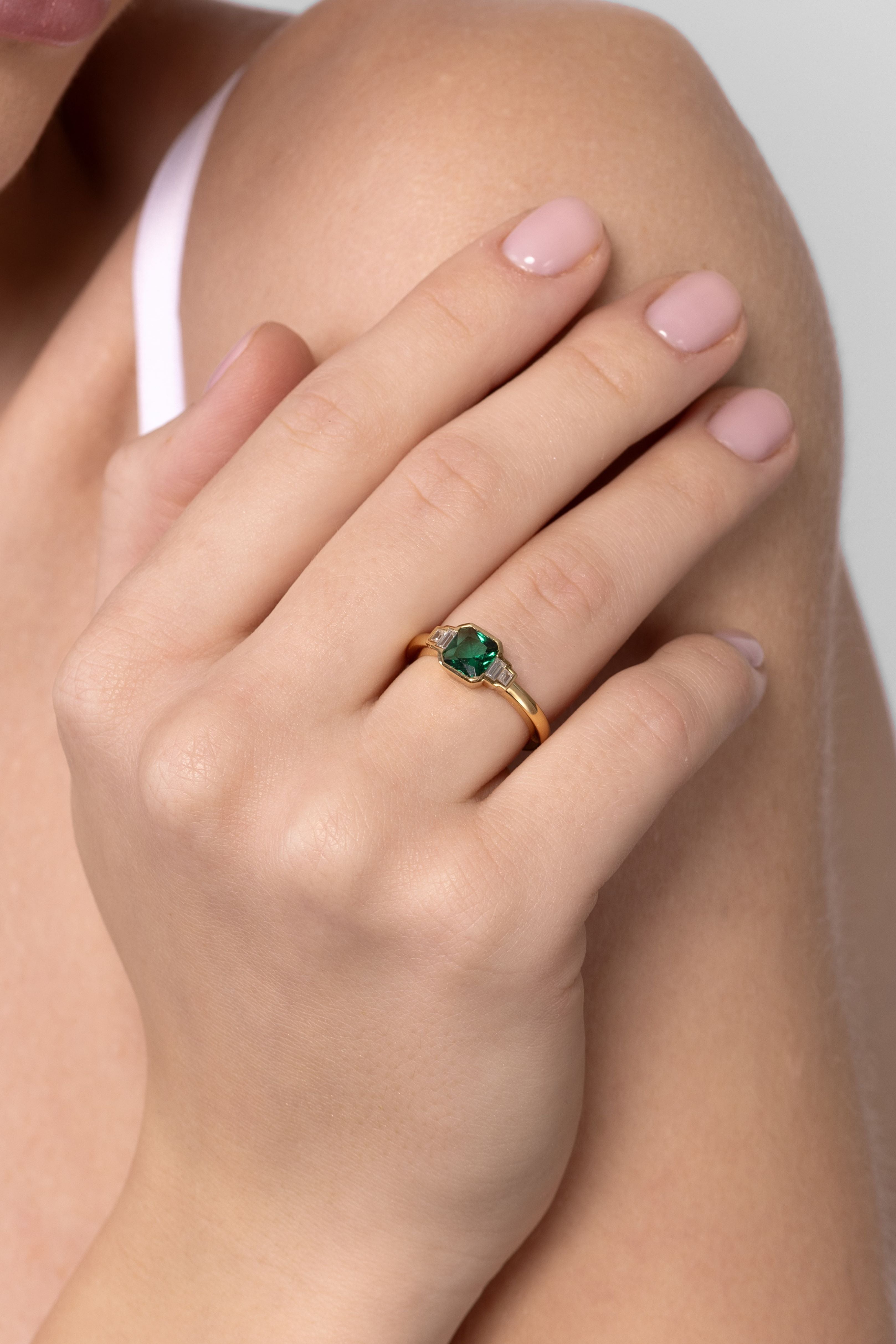 Venus Emerald Bezel Ring
