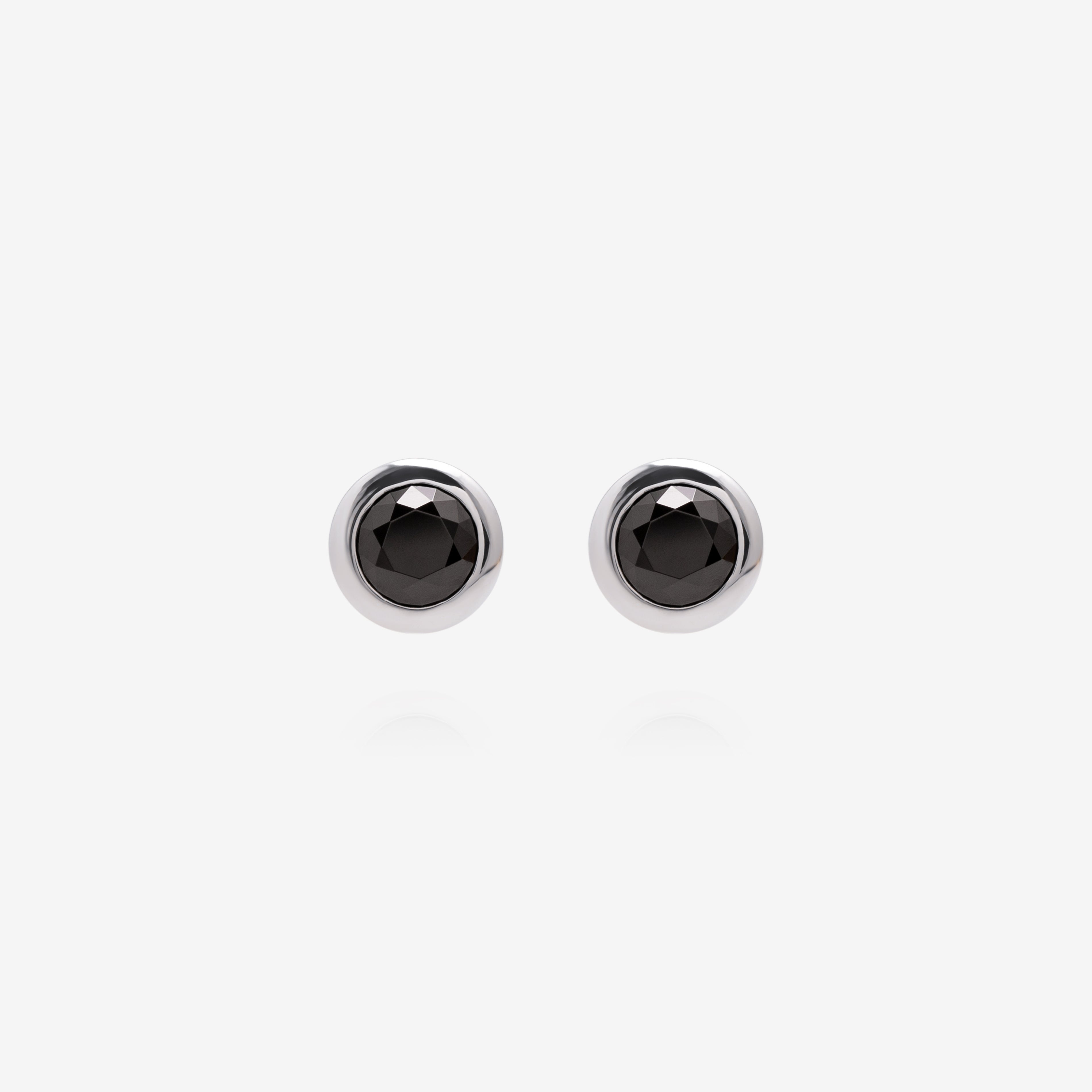 Groove Earring 5 mm black diamond stud in 925 sterling silver, unisex jewelry by NIK Jewellery in Canada