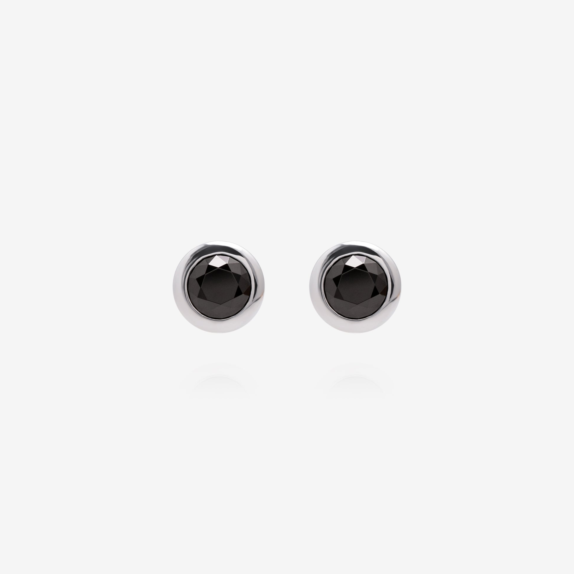 Groove Earring 5 mm black diamond stud in 925 sterling silver, unisex jewelry by NIK Jewellery in Canada