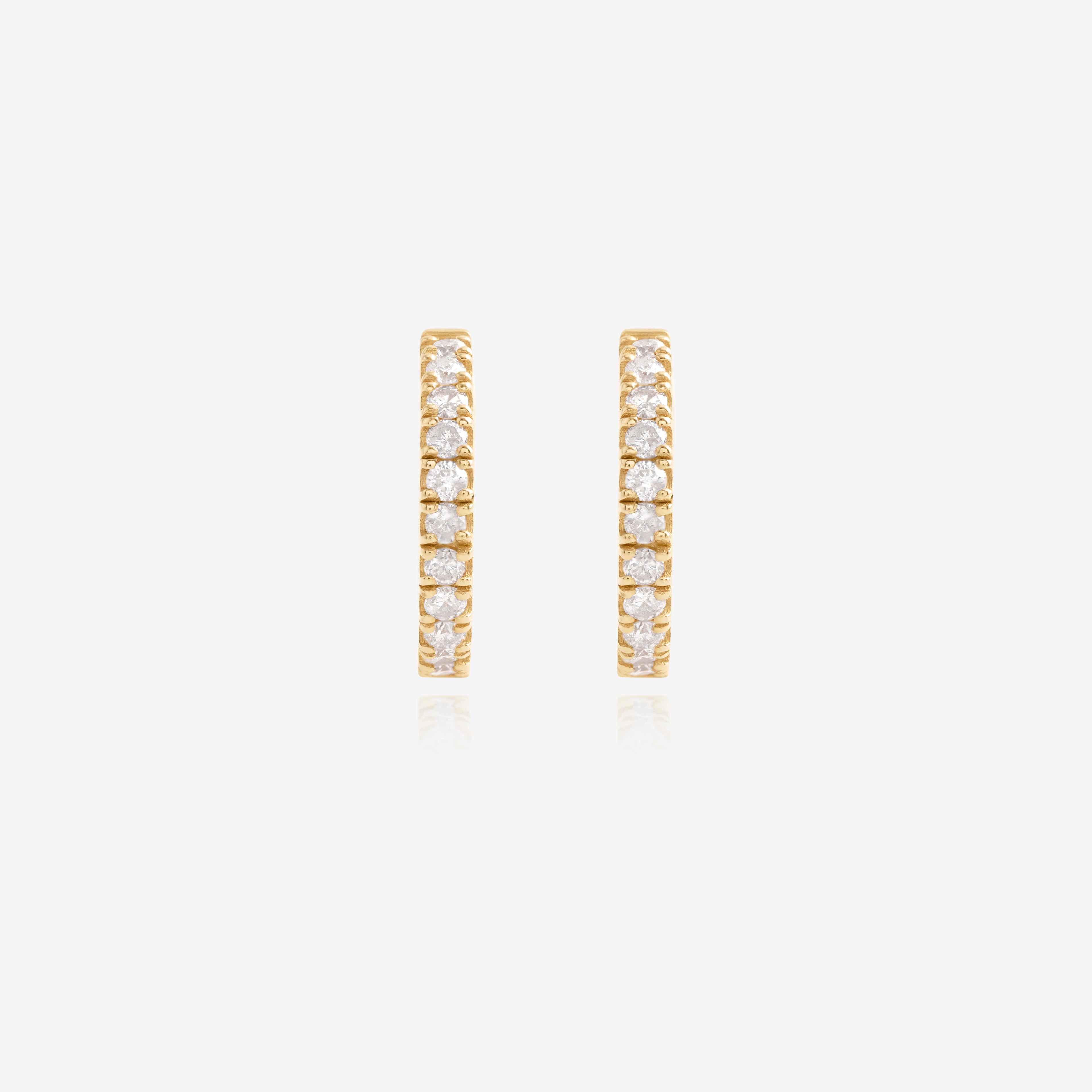 Nik Jewellery 14K yellow gold diamond pavé hoop earrings, front view.