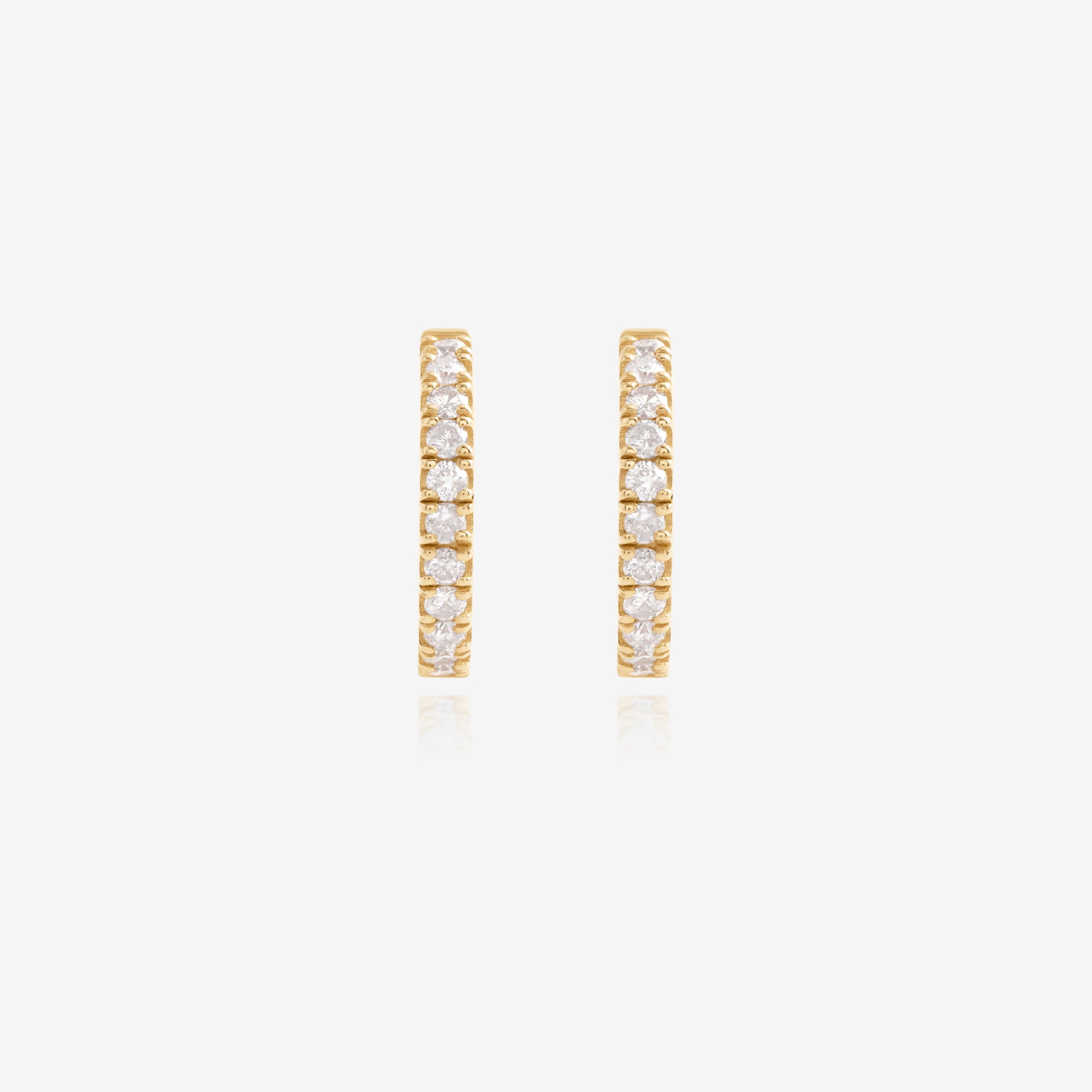 Nik Jewellery 14K yellow gold diamond pavé hoop earrings, front view.