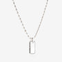 Nik Jewellery 5 mm silver ball chain necklace shown with rectangular tag pendant.