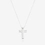 Nik Jewellery polished sterling silver cross pendant necklace without stones, back view.
