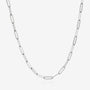 Nik Jewellery 22 inch 925 sterling silver paperclip chain necklace, full front view.