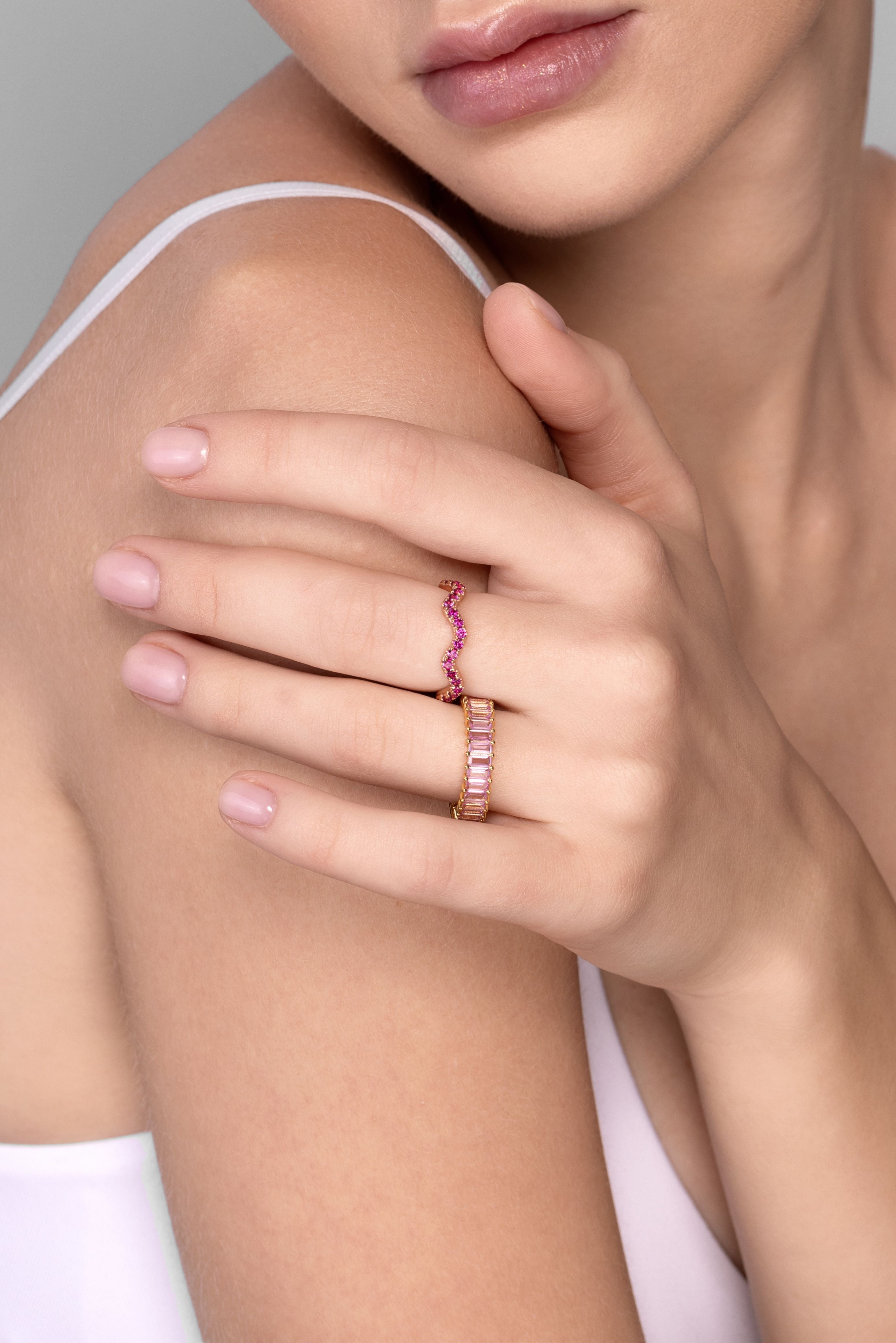 Blush Pink Moisanite Eternity Band