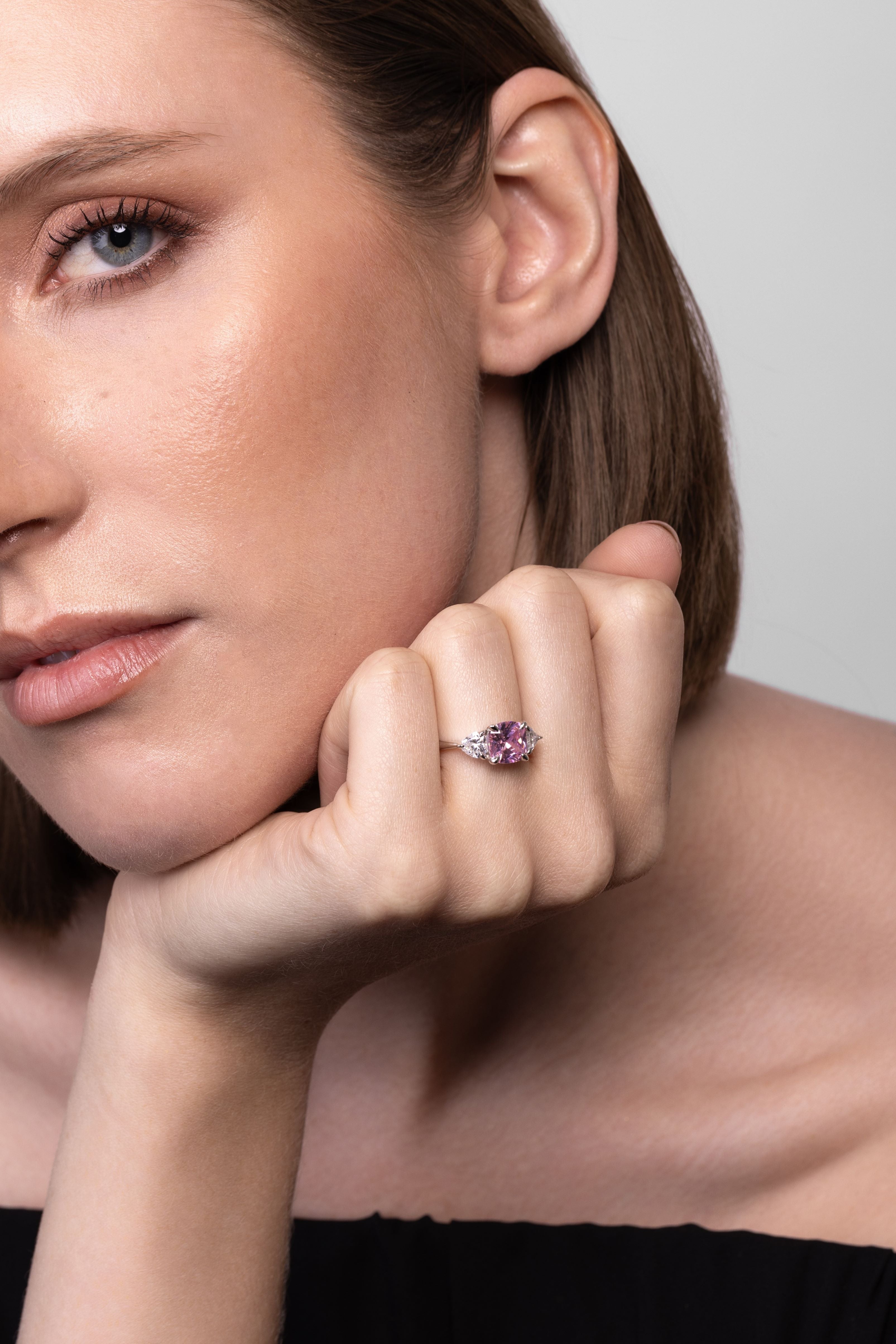 Rosette Morganite Heart Ring