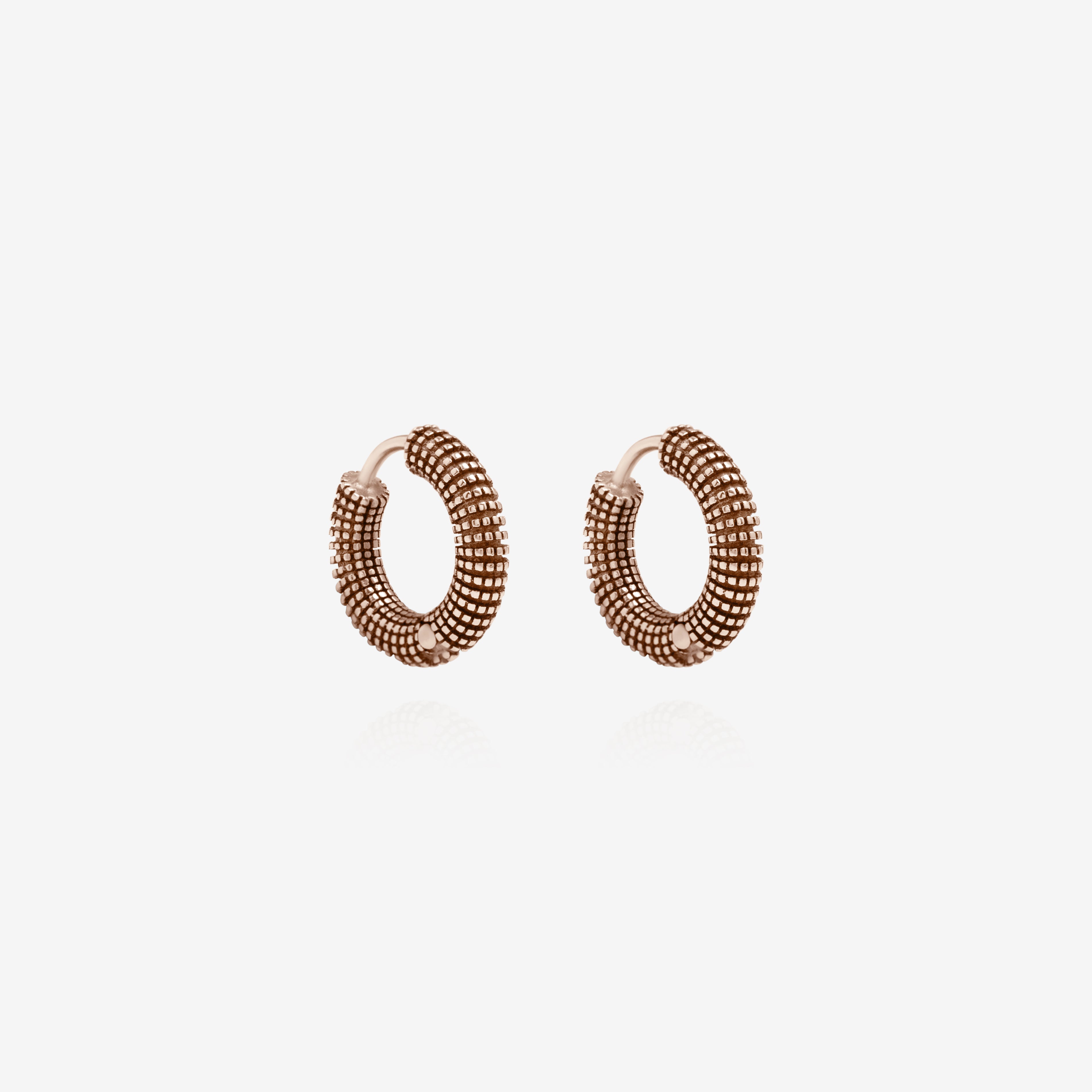 Textured Hoop earrings in 10K rose gold, unisex jewelry NIK Jewellery Canada